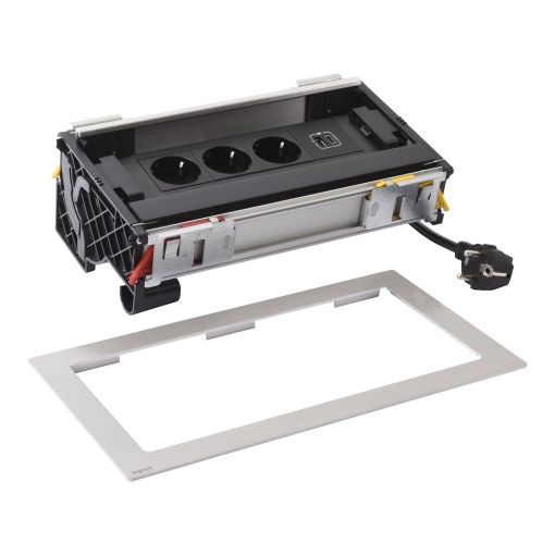Incara Flip-up - 3 x 2PT Schuko  1 x USB AC 15W - 8 módulos - Metal