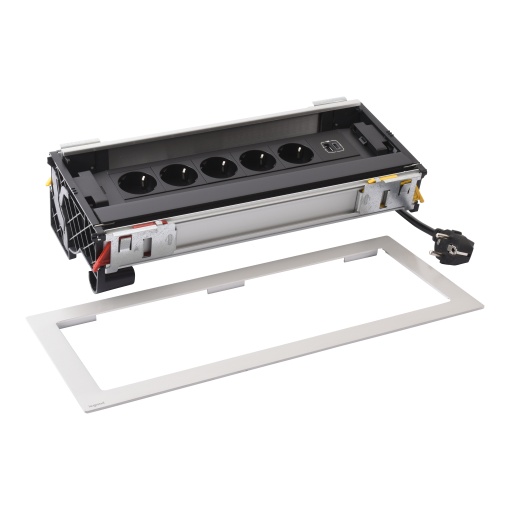 Incara Flip-up - 5 x 2PT Schuko  1 x USB AC 15W - 12 módulos - Metal