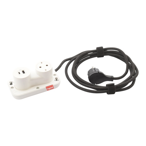 Incara Electr'On - Tomada 2PT Schuko  USB AC 15 W - 2 elementos - Branco