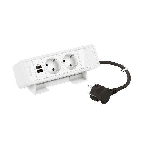 Incara On Desk - 2 tomadas 2PT Sch. 1 USB Tipo-A  1 USB Tipo-C 15W - Branco