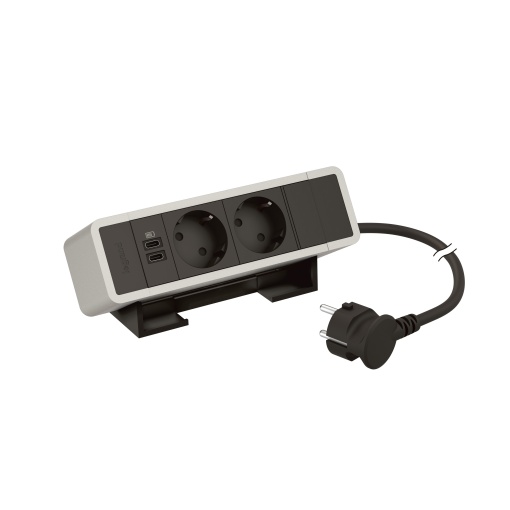 Incara On Desk - 2 tomadas 2PT Schuko  2 USB Tipo-C 15W - Alumínio