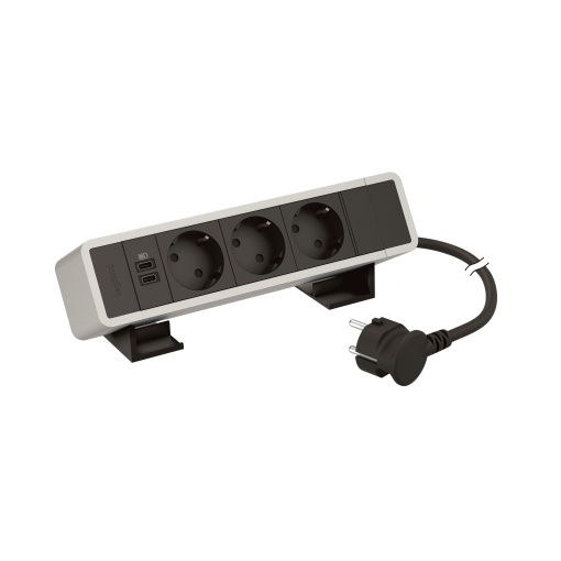 Incara On Desk - 3 tomadas 2PT Schuko  2 USB Tipo-C 15W - Alumínio