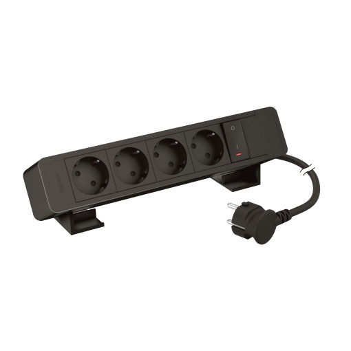 Incara On Desk - 4 tomadas 2PT Schuko  1 interruptor geral luminoso - Preto