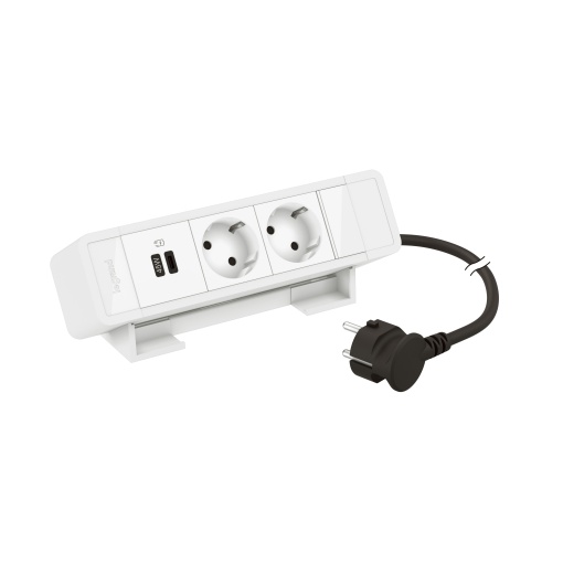 Incara On Desk - 2 tomadas 2PT Schuko  1 USB Power Delivery 45W - Branco