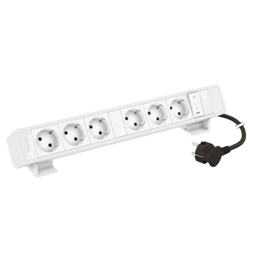 Incara On Desk - 6 tomadas 2PT Schuko  1 interruptor geral luminoso - Branco