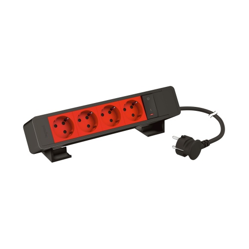 Incara On Desk - 4x2PT vermelhas c encrav. 1 interruptor luminoso - Preto
