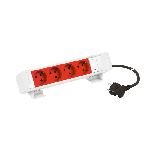 Incara On Desk - 4x2PT vermelhas c encrav. 1 interruptor luminoso - Branco