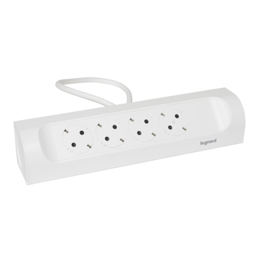 Bloco multitomadas angular - 4 x 2PT - cabo 1m - Branco