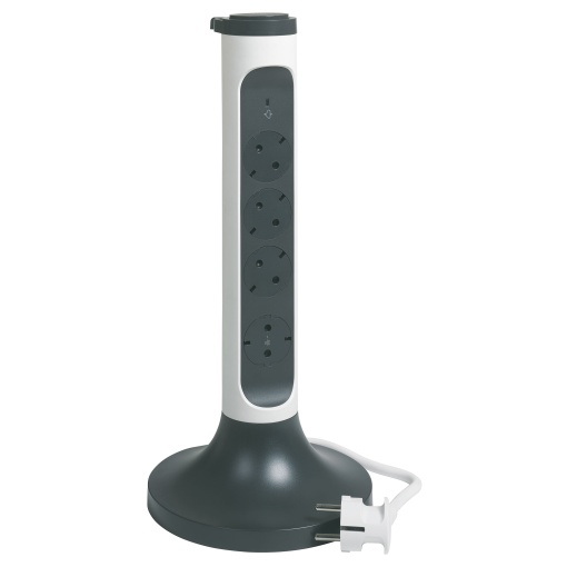 Bloco multitomadas vertical c interruptor e DST - cabo 2m - BrancoCinzento esc