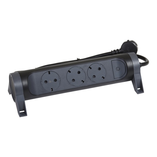 Bloco multitomadas 3 x 2PT c interruptor - cabo 1,5m - PretoCinzento escuro