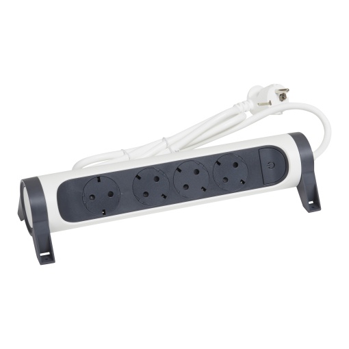 Bloco multitomadas 4 x 2PT c interruptor - cabo 1,5m - BrancoCinzento escuro