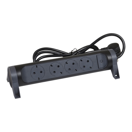 Bloco multitomadas 4 x 2PT c interruptor - cabo 1,5m - PretoCinzento escuro