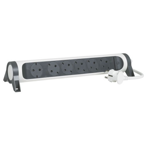 Bloco multitomadas 6 x 2PT c interruptor - cabo 1,5m - BrancoCinzento escuro