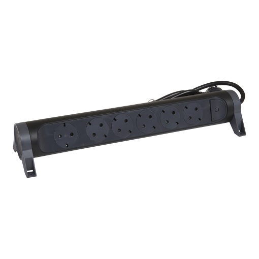 Bloco multitomadas 6 x 2PT c interruptor - cabo 1,5m - PretoCinzento escuro