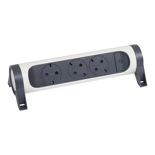 Bloco multitomadas c interruptor sem cabo - 3 x 2PT, BrancoCinzento escuro