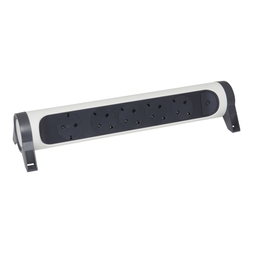 Bloco multitomadas c interruptor sem cabo- 5 x 2PT, BrancoCinzento escuro