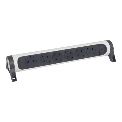 Bloco multitomadas c interruptor sem cabo- 6 x 2PT, BrancoCinzento escuro