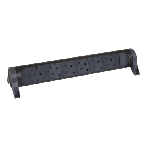 Bloco multitomadas c interruptor sem cabo- 6 x 2PT, PretoCinzento escuro