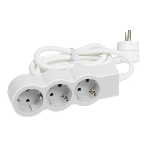 Bloco multitomadas 3 x 2PT - com cabo 1,5 m - BrancoCinzento escuro