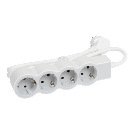 Bloco multitomadas 4 x 2PT - com cabo 1,5 m - BrancoCinzento escuro