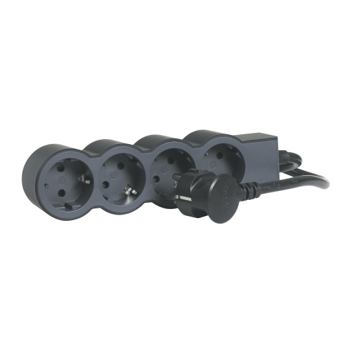 Bloco multitomadas 4 x 2PT - com cabo 1,5 m - PretoCinzento escuro