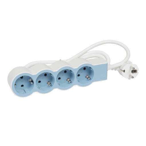 Bloco multitomadas 4 x 2PT - com cabo 1,5 m - BrancoAzul suave