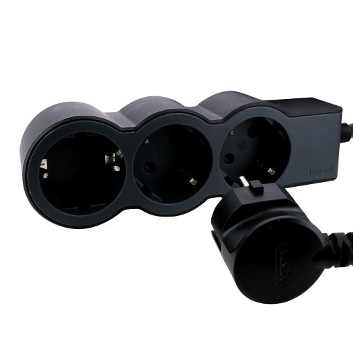 Bloco multitomadas 3 x 2PT - com cabo 3 m - PretoCinzento escuro