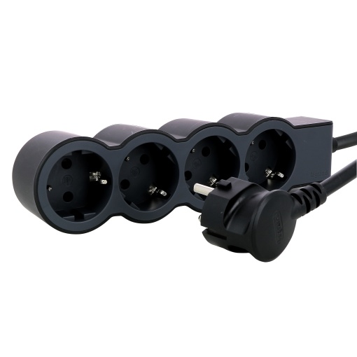 Bloco multitomadas 4 x 2PT - com cabo 5 m - PretoCinzento escuro