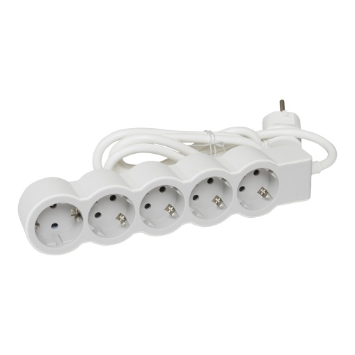 Bloco multitomadas 5 x 2PT - com cabo 5 m - BrancoCinzento escuro