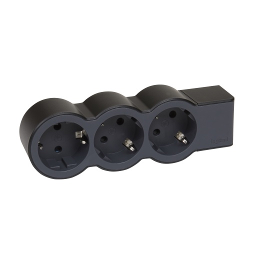 Bloco multitomadas sem cabo - 3 x 2PT - PretoCinzento escuro