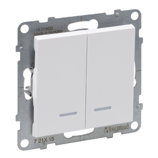 Suno - Comutador de lustre luminoso nos 2 circuitos, 10 AX - 250 V, Branco