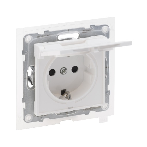 Suno - Tomada 2PT Schuko, c tampa, IP 44, ligadores automáticos, Branco
