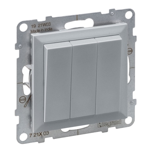 Suno - Interruptor triplo 20 AX - 250 V, ligadores de parafusos, Alumínio