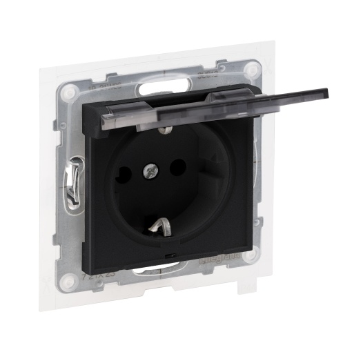 Suno - Tomada 2PT Schuko, ctampa, IP 44, ligadores automáticos, Preto mate