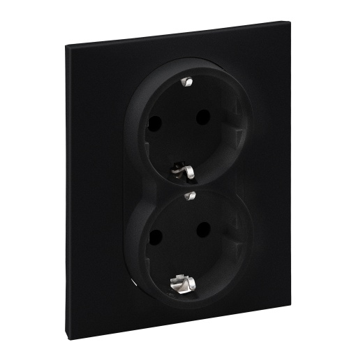 Suno - Tomada dupla 2PT Schuko, 16 A -230 V, lig. automáticos, Preto mate