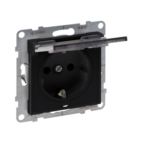 Suno - Tomada 2PT Schuko, ctampa, 16A-230V, lig. automáticos, Preto mate
