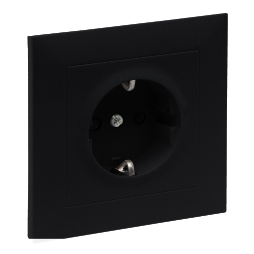 Suno - Tomada 2PT Schuko, Monobloco, 16A-230V, lig. parafusos, Preto mate