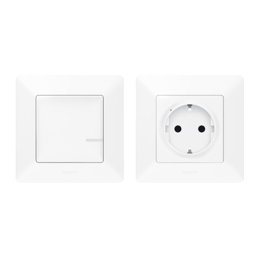 Pack pronto a utilizar  criar uma tomada de energia com interruptor branco VLWN
