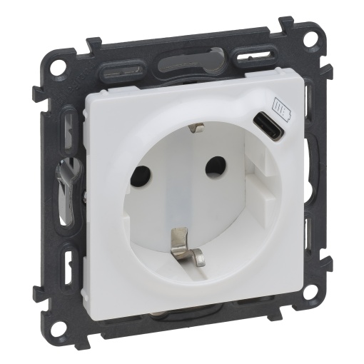 Valena Life - Tomada mista 2PT tipo "sch"  USB Tipo-C - Branco