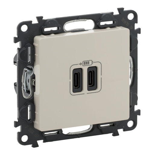 Valena Life - Carregador duplo 2 x USB - Tipo C - 3000 mA - Creme