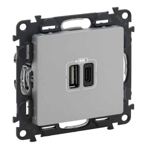Valena Life - Carregador duplo 1 USB Tipo-A  1 USB Tipo-C - Alumínio
