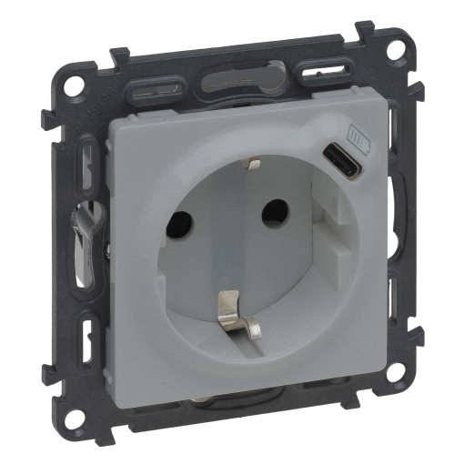 Valena Life - Tomada mista 2PT tipo "sch"  USB Tipo-C - Alumínio