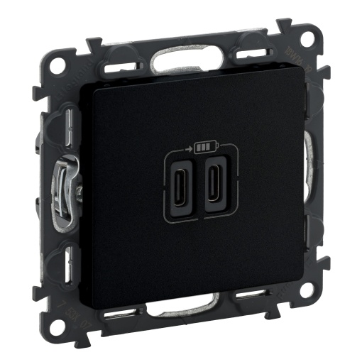 Valena Life - Carregador duplo 2 x USB - Tipo C - 3000 mA - Preto mate