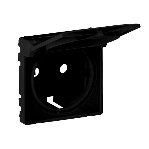 Valena Life - Centro para tomada 2PT Schuko com tampa - Preto mate