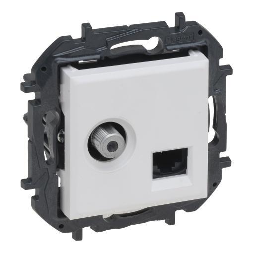 Niloé Step - Tomada mista TV  RJ 45 - tipo "F", Estrela - Branco