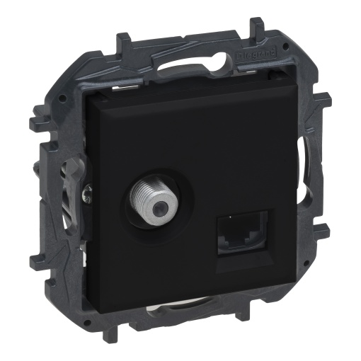 Niloé Step - Tomada mista TV  RJ 45 - tipo "F", Estrela - Preto