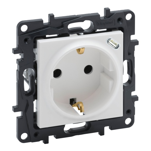 Niloé Step - Tomada mista 2PT  USB Tipo-C - Branco