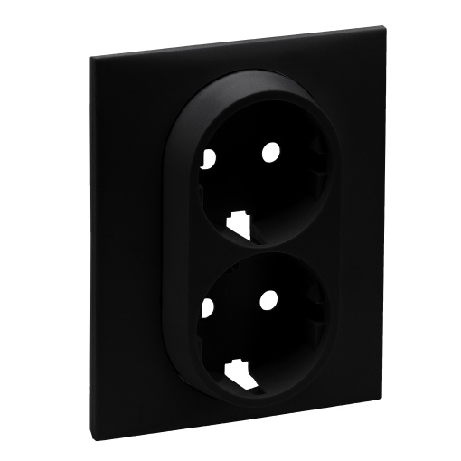 Niloé Step - Frontal para tomada dupla 2PT tipo Schuko - Preto mate