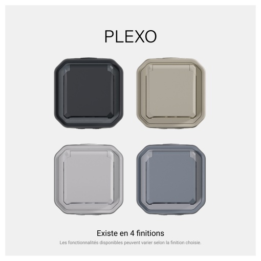 Plexo IP 55 componível - Caixa saliente dupla com bucins planos, Cinzento