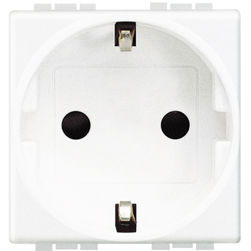 Livinglight - Tomada 2PT Schuko, Ligadores parafusos - Branco, 2 módulos